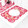 Feestdecoratietafel placemat rode hartprint tafelkleed decor love loper kan kant bruiloft valentijnsdag cadeau huisdoek