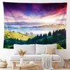 Platô da montanha e Lawn Landscape Wall Rug Bohemian Room Canvas Rugs Decoração do quarto para J220804