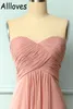 Dusty Pink Pleats Chiffon Long Bridesmaid Dresses Sweetheart Plus Size Floor Length Boho Beach Garden Wedding Guest Prom Party Gowns A Line Maid Of Honor Dress CL0516