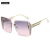 European and American fashion design large frame sunglasses women 2022 cut edge square frame personality men's color sun-glasses4820806