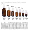 Amber (brunt) Glass Essential Oil Lotion Pump Bottles Travel Size Dispenser flaska med svart/vita näbbpumpar 5 ml 10 ml 15 ml 20 ml 30 ml 50 ml 100 ml