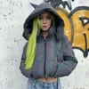 Parkas en duvet pour femmes Drop 2022 hiver arc-en-ciel vestes réfléchissantes femmes manteau chaud fille Crop veste à capuche haut court refléter vêtements d'extérieur Luci22