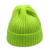 Boinas de punto de invierno para hombre, gorros para la nieve, gorro para mujer, gorros cálidos, algodón elástico, hilos acrílicos, amarillo neón, blanco, boinas rosadas