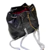 2022SS France Women Data Vintage czarne torby plecakowe wiadro kołdry starzejący się złoto-silver metalowy łańcuch Matelasse