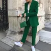 Zestawy damskie Blazers Office Elegancki strój dla odzieży roboczej Kobietowy Kurtka Zielona płaszcz Zielony płaszcz dwuczęściowy garnitur Lose Blazer 220812