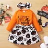 kids Clothing Sets Girls halloween outfits infant letter Romper Tops pumpkin print skirts Headband 3pcs/set Spring Autumn summer fashion baby clothes