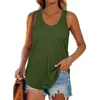 Womens Summer Tank Tops Round Neck Sleeveless Solid Color Casual Loose Fit Tee Shirts