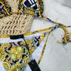 Lyxiga kvinnor bikinis baddräkt f badkläder två styckesdesigner fendace guld barock bikini topp sexig kvinna baddräkter strand simma we2064965