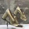 Kvinnors formella skor Spring och Autumn Designer Slide Anpassad randmönster Metal Buckle Luxury Shoe Series