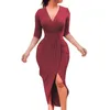 Sukienki swobodne sukienki na imprezę plus size Women 2022 Bandage w dekolcie bodycon na pół rękawie Kobieta Eleganckie wieczorne vestidos