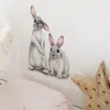 Two fofos coelhos adesivos de parede infantil garoto quarto decoração casa removível papel de parede sala de estar quarto coelho adesivo de coelhinha 220727