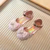 Sandaler 2022 Summer Baby Girls paljetter Pearl Rhinestone Princess Shoes Fashion Soft Bottom Party Kids Beach