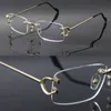 Последняя мода C Украшение Rimless Metal Rame Myopic Eyewear Мужчины Женщина CT03440 Большие квадратные очки мужские и женские золотые оптические размеры 54-18-145 мм