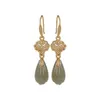 Dangle Chandelier Original Natural Hetian Jade Fresh Orchid Earrings Chinese Style Retro Unique Ancient Gold Charm Women39s S6562508