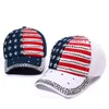 Trump Rivet Party Hats Make America Great Diamond Bling Star Flag Baseball Cap Travel Sun Hat Unisex DHL DHL GRATIS LEVERANS