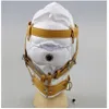 Witte bondage kap deprivatie lederen snuit masker voor hoor terughoudendheid kerker nieuw ontwerp bdsm versnelling gimp gevoerde afsluitbare riemen b03232y