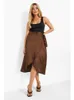 Jupes Coton Taille Haute Noeud Papillon Fente Maxi Jupe Printemps Été Femmes Long Chocolat À Volants Bureau Casual Élégant Léopard Dot JupesJupes