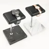 Marmor och PU -läderklocka Holder Stand Lagringslådor Fall Fashion Watch Display Case Jewelry Gift Organizer 220602239L