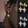 Dangle Chandelier Hiphop Cross Earring For Men Women Gold Ollosiące CZ Studded Drop Rock Earing Modna biżuteria Ohe138dang