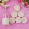 6pcsset Flower Shaped Mooncake Mold 50g DIY Hand Pressure Fondant Moon Cake Mould Plastic Press Cookie Cutter Baking Tool 220815