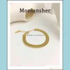 Charmarmband smycken Monlansher Minimalist guldfärg platt kedja armband texturerat titanium stål mode gata style för kvinnor dropp del