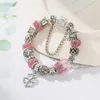 チャームブレスレットseialoy for women for oling ofing Pink Crystal Star Matryoshka Life Beaded Braceted Bangle Jewelrycharm Kent22