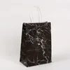 Presentförpackning 2st Festival Christmas Paper Bag Marble Design Printing White Kraft Year Packaging Twist Handegift