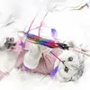 Cat Toys Portable Pet Kitten Feather Bell Tassel Teaser Spela Stick Wand Rod Interactive Toycat