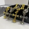 Designer sieraden vintage dubbele kruisen hanger ketting micro -inlays diamanten Cross Men vrouwen S925 zilveren ketting hoge kwaliteit kettingen nieuw ontworpen