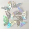 3D creux papillon autocollant mural pour la décoration de la maison bricolage Stickers muraux pour enfants chambres fête mariage décor papillon réfrigérateur décor à la maison 12 pièces/ensemble