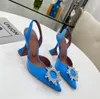 Luxury Designer sandals Satin high heeled shoes Amina muaddi bow Crystal-Embellished buckle pointed toe sunflower PCV sandal 10cm Dinner dress shoe With box