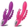 Massageador de brinquedos sexuais de brinquedo 3 em 1 vibradores de coelho de vibrador para clitóris de mulher massagem anal brinquedos adultos adultos g-spot feminino masturbador feminino mh2t