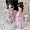 Kızlar giyin yeni Kore tarzı yaz 8 çocuk kıyafetleri tül elbise kız bebek doğum günü 9 parti prenses elbiseler genç çocuklar için g220518