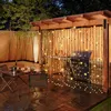Solar Curtain Lights For Bedroom Parties Wedding Led Wall Window Backdrop Decor String Light For Party Home Garden Gazebo Bbq Rv Birthday Decorations Warm White