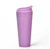 Dubbele laag plastic matte tumbler 22oz matte plastic bulk tumblers met deksels voor buitensport camping zee levering F053102