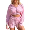 Women's Tracksuits Women Three-piece Sports Clothes Set Solid Color Hooded Jacket Tube Tops And Shorts Blue/ Pink/ GreyWomen's