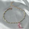 Romantico rosa acrilico luna ciondolo cavigliera estate spiaggia donna ragazza fascino catena d'oro piede braccialetto gioielli di moda