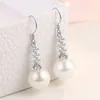 Koreańskie 925 Srebrny luksusowy kryształowe kolczyki Pearl Dangle For Women Mash