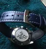 Topselling Classic Style Men Polshipches 41mm Die Keramische bezel VK Quartz Movement Chronograph Hoge kwaliteit Blue Leather Riem Fashion Mens Watches