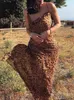 Julissa Mo Leopard Print V Neck Sexig Bodycon Long Dress Women Lace Up Backless Summer Dresses Female Straps Party Beach Vestidos 220611
