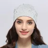 Beanies geebro kadın pamuk yıldız bahar sonbahar sıcak düz renk yumuşak moda kafataları şapka kızlar ile rhinestone rahat kapsbeanies