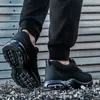 Black Safety Men luftkudde manlig punkteringss￤ker skor st￥l t￥ of￶rst￶rbar skorljusarbeten sneakers 220810