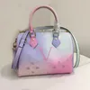 HH Spring in the City Bag Sunrise Pastell Speedy PM 25cm Totes Bag Färgglad kvinnors designer Handväska på GO Collection Pink Coated Canvas Cross Body Wallet