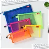 Sacs de rangement Organisation de la maison Housekee Garden Candy Color File A4/A5/A6 Transparent Nylon Document Bag Zipper Portable Folder Pencil Offi