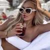 Sunglasses Casual Retro Polygon White Round Women Designer 2023 Trendy Sun Glasses Beach Travel Elegant Shades