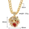 Chains Gothic Hip Hop Half Man Beast Pendant Cuban Chain Iced Out Cubic Zircon Choker Leopard Necklace Halloween Gift For MenChains