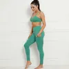 Dames yoga out fit high taille drew draad sterk stretch multicolor fitness backless vest beha en broek pakken naadloze heup-lifting leggings trainingspakken