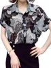 Women's Blouses & Shirts Women Spring Summer Style Chiffon Lady Casual Short Sleeve Print Turn-down Collar Tops 2022 Arrivals