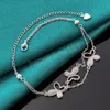 925 Sterling Silver Butterfly Heart Bead Chain Bracelet For Woman Charm Wedding Engagement Fashion Party Jewelry