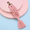 Porte-clés à pompons tissés à la main, en coton noué, pour sac de voiture, portefeuille, pendentifs de décoration, cadeau